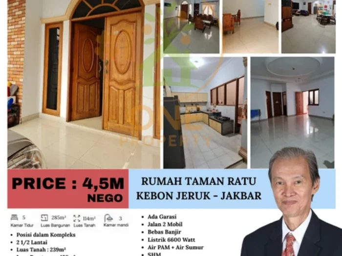 Dijual Cepat BU Rumah bagus di Taman Ratu - Jakarta Barat